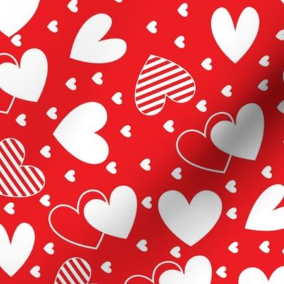 Valentine's day hearts red and white cute - Valentines Day - Valentines Day Fabric
