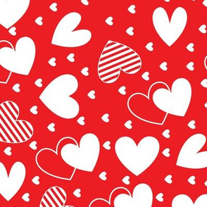Valentine's day hearts red and white cute - Valentines Day - Valentines Day Fabric