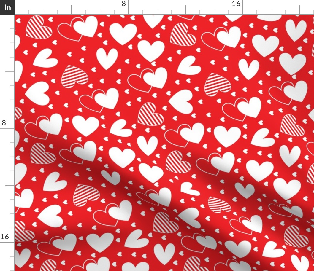 Valentine's day hearts red and white cute - Valentines Day - Valentines Day Fabric