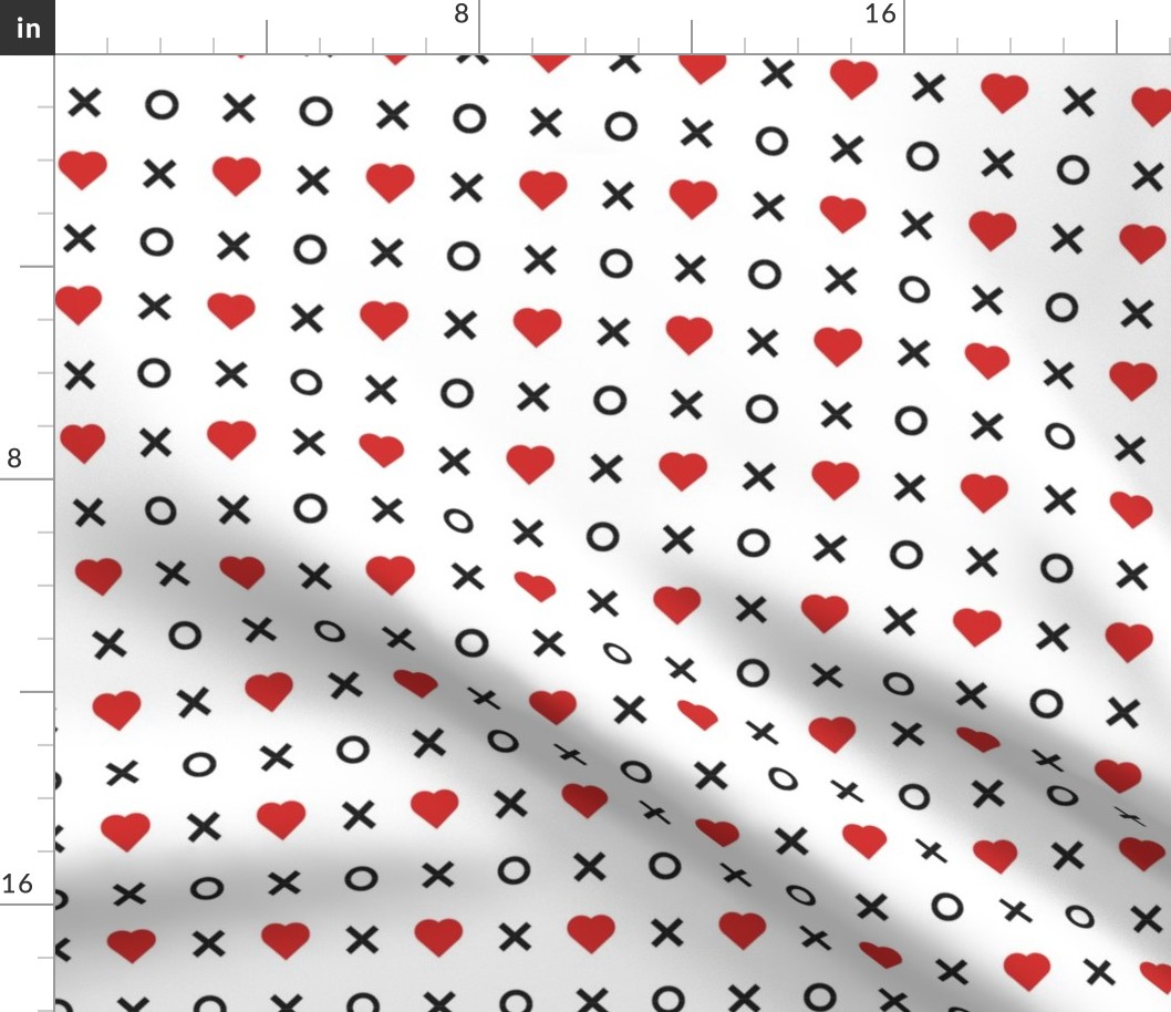 Valentines Day Hearts Red White Hugs and Kisses XO - Valentines Day - Valentines Day Fabric