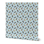 Tiny Border Terriers - blue