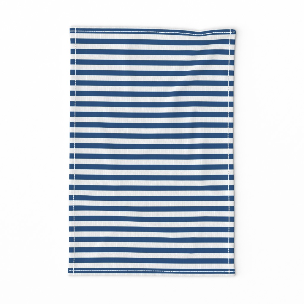 Classic Blue and White  1/2  inch thin Horizontal Picnic Stripes