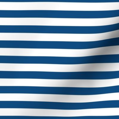 Classic Blue and White  1/2  inch thin Horizontal Picnic Stripes