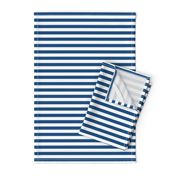 Classic Blue and White  1/2  inch thin Horizontal Picnic Stripes