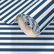 Classic Blue and White  1/2  inch thin Horizontal Picnic Stripes