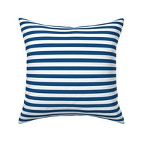 Classic Blue and White  1/2  inch thin Horizontal Picnic Stripes