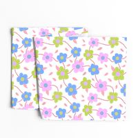 Floral Spring Delight! #3 Pastel colours on white, large 