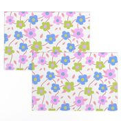 Floral Spring Delight! #3 Pastel colours on white, large 