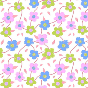 Floral Spring Delight! #3 Pastel colours on white, large 