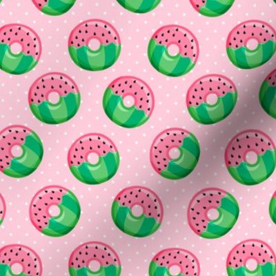 (1.5" scale) Watermelon donuts - pink polka dot - summer - fruit doughnuts - LAD20BS