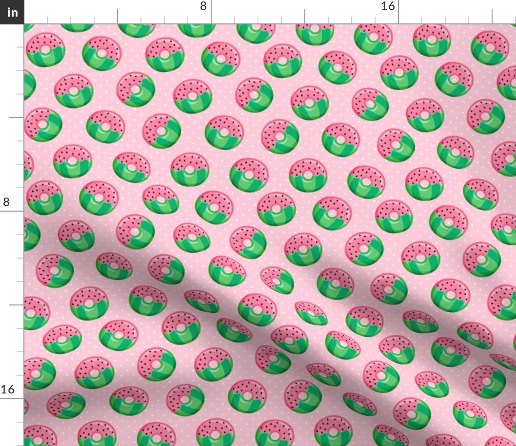 (1.5" scale) Watermelon donuts - pink polka dot - summer - fruit doughnuts - LAD20BS