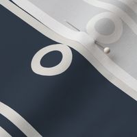Six Inch Snowbound Circles and Vertical Stripes on Naval Blue