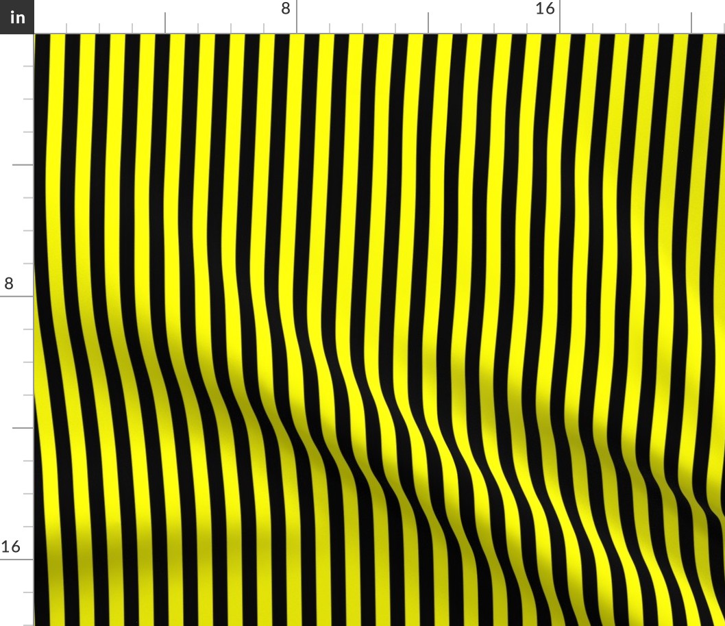 One Centimeter Yellow and Black Vertical Stripes 