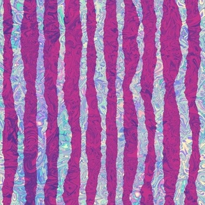 Torn Paper Pink Stripes on Iridescent Blue 