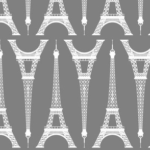 Six Inch White Eiffel Towers on Medium Gray