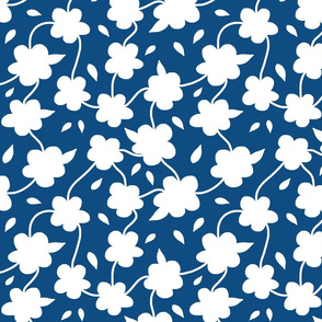 Floral Spring Delight! White on Classic Blue, large 
