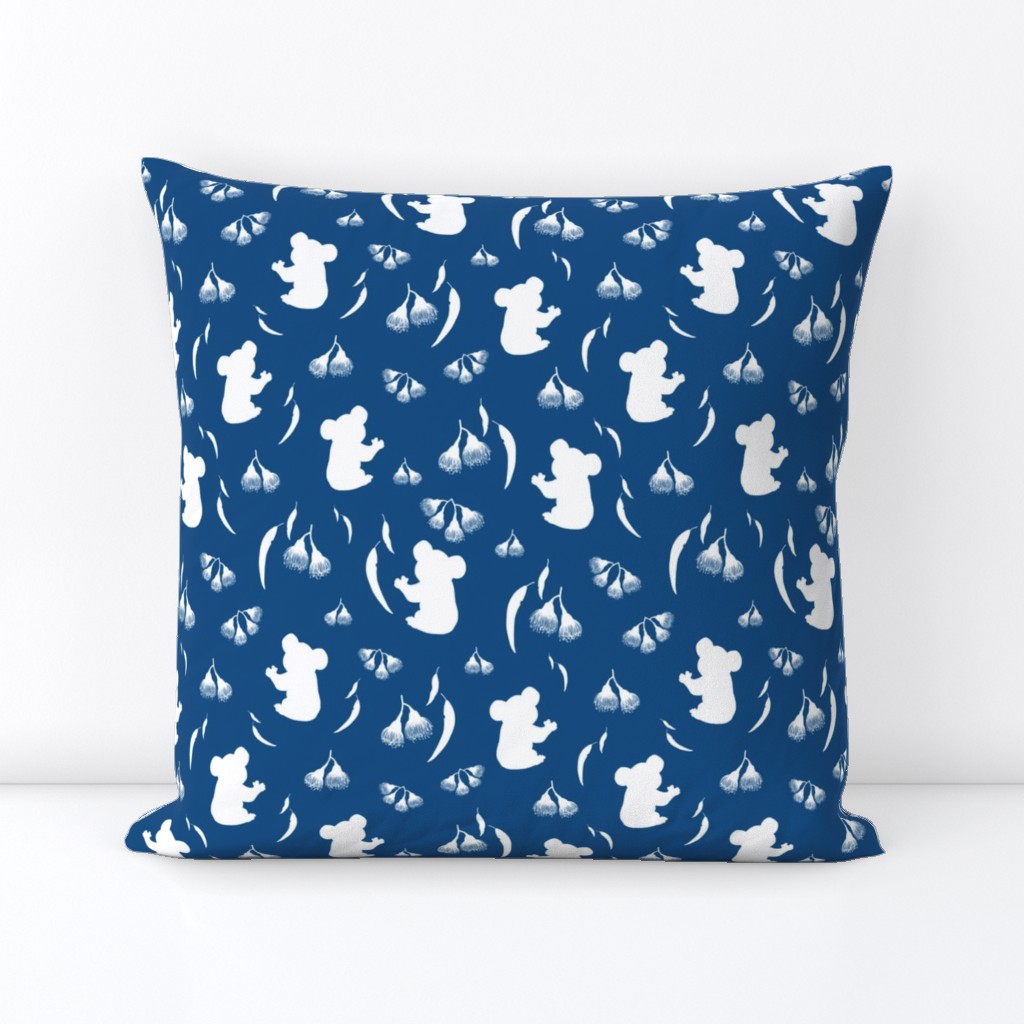 Nancy Koala & Friends - white silhouettes on Classic Blue, medium