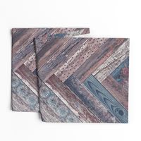 Vintage Wood Chevron Tiles Herringbone Mauve Denim