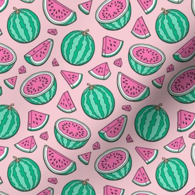 Pink Watermelons Watermelon Fruits on Light Pink Smaller 1,5 inch