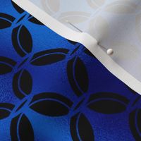 4 Leaf Quatrefoils in Black and Classic Blue Vintage Faux Foil Art Deco Vintage Foil Pattern