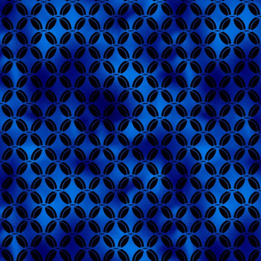 4 Leaf Quatrefoils in Black and Classic Blue Vintage Faux Foil Art Deco Vintage Foil Pattern