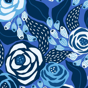 bright blue papercut roses/jumbo scale