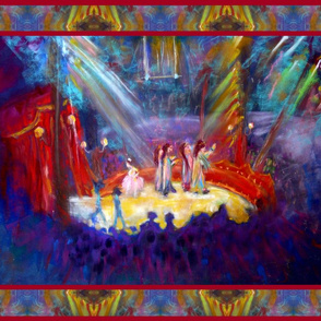 27" X 18" VENETIAN CIRCUS TRACK CHALK PASTELS PAINTING RECTANGULAR PANEL FRAMED PSMGE