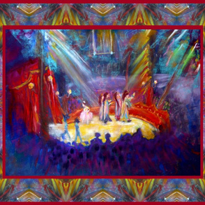 21" X 18" PANEL VENETIAN CIRCUS PARADE CHALK PASTELS PAINTING RECTANGULAR PANEL FRAMED PSMGE