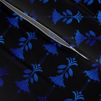 Damask Motifs in Black and Classic Blue Vintage Faux Foil Art Deco Vintage Foil Pattern