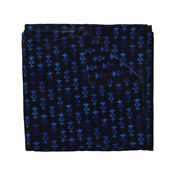 Damask Motifs in Black and Classic Blue Vintage Faux Foil Art Deco Vintage Foil Pattern