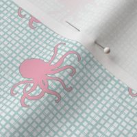4" Pink Octopus Aqua Squares