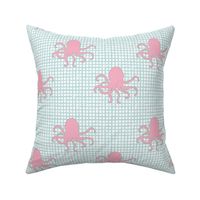 8" Pink Octopus Aqua Squares