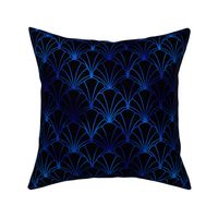 Scallop Shells in Black and Classic Blue Art Deco Vintage Faux Foil Pattern