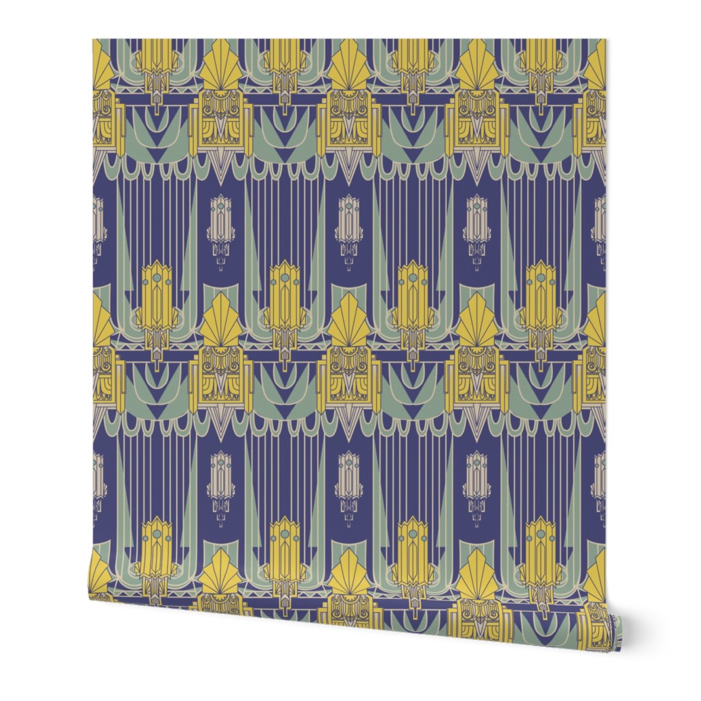 Art Deco 1930s Architecture (Navy Blue)