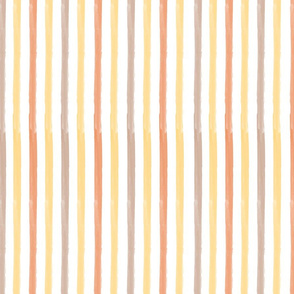 Autumn Harvest Painted Stripes- Watercolor Vertical Lines- Mustard, Orange, Salmon, Apricot- Regular Scale