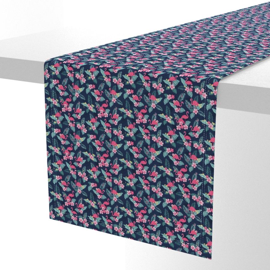 Tropical Flamingos - Navy - EXTRA TINY