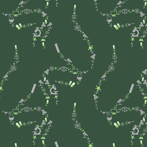 Lab Equipment DNA Strands - Fern, Hunter Green