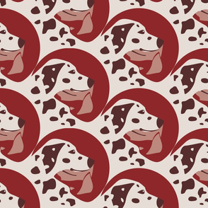 Yin Yang Dogs Puzzle Tessellation- Dalmatian and Doberman- White, Brown, Rust, Fawn- Regular Scale