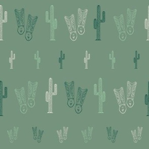 Cactus and western boots seamless pattern print background texture