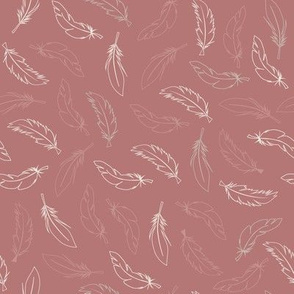 Feathers on coral background seamless pattern print texture