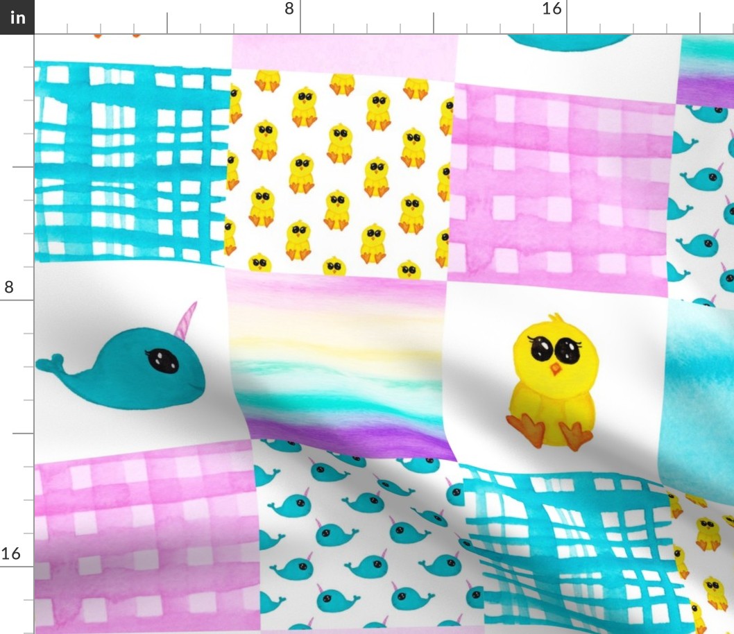 Chick Narwhal Cheater quilt