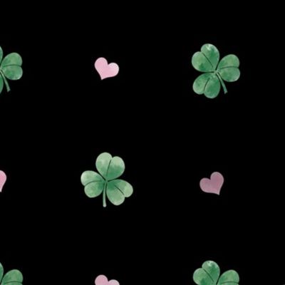 Clovers and Hearts on black