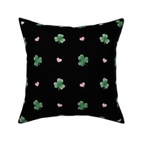 Clovers and Hearts on black