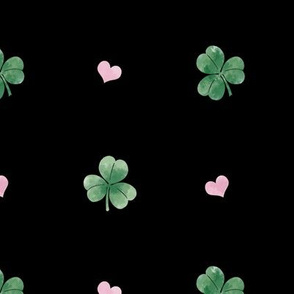 Clovers and Hearts on black