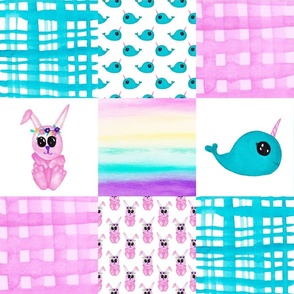 Narwhal Bunny Cheater quilt