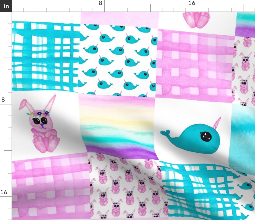 Narwhal Bunny Cheater quilt