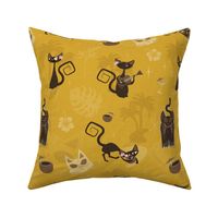 Kitschy cats -  broad scatter - mustard