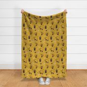 Kitschy cats -  broad scatter - mustard