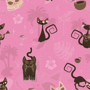 Kitschy cats -  broad scatter - bright pink