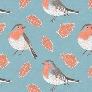 Robins and Autumn Leaves